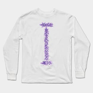 Lavender Letter I Hand Drawn in Watercolor and Ink Long Sleeve T-Shirt